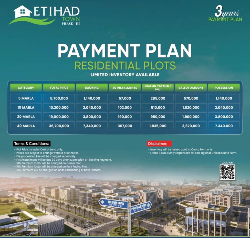 Etihad Town Phase 3 Payment Plan